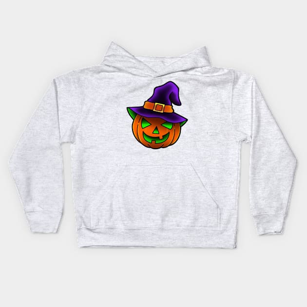 Halloween Pumpkin Kids Hoodie by Glockink